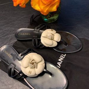 Chanel Camellia Jelly Sandals Interlocking Cc